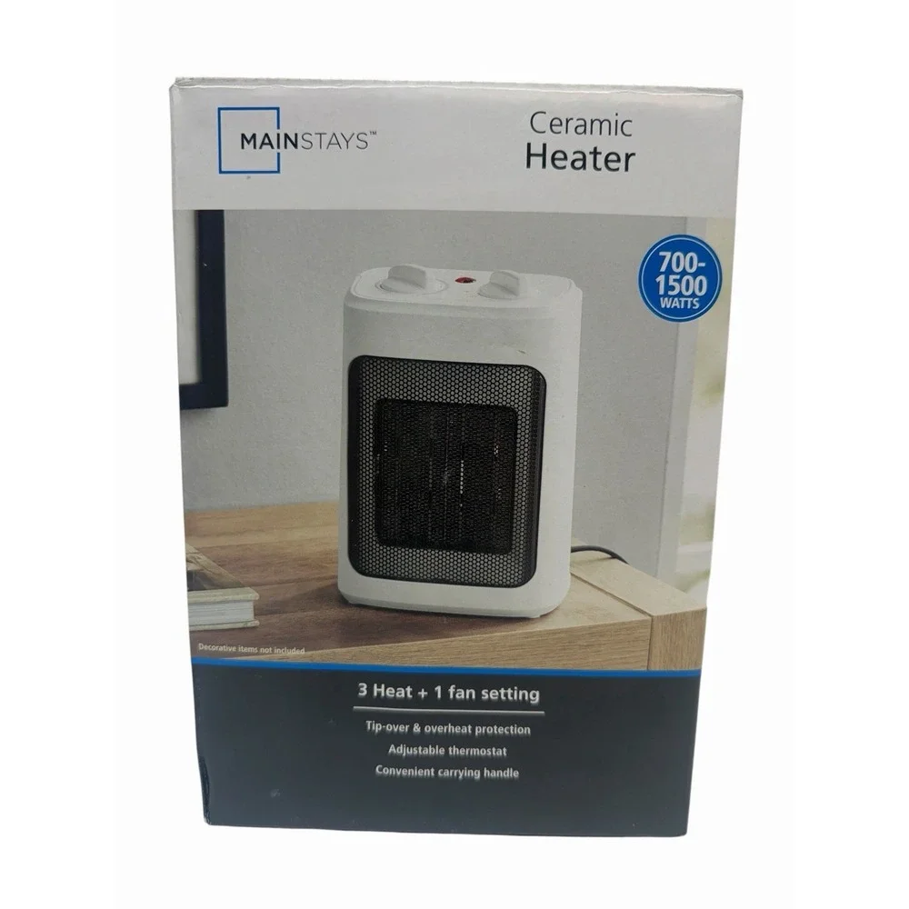 Mainstays Ceramic Space Heater 700/1500W Adjustable Thermostat Tested w/ Box